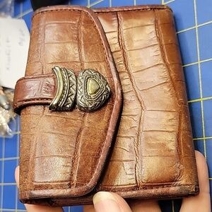 Vintage Brighton Brown Leather Wallet with Decorative Clasp Preloved
